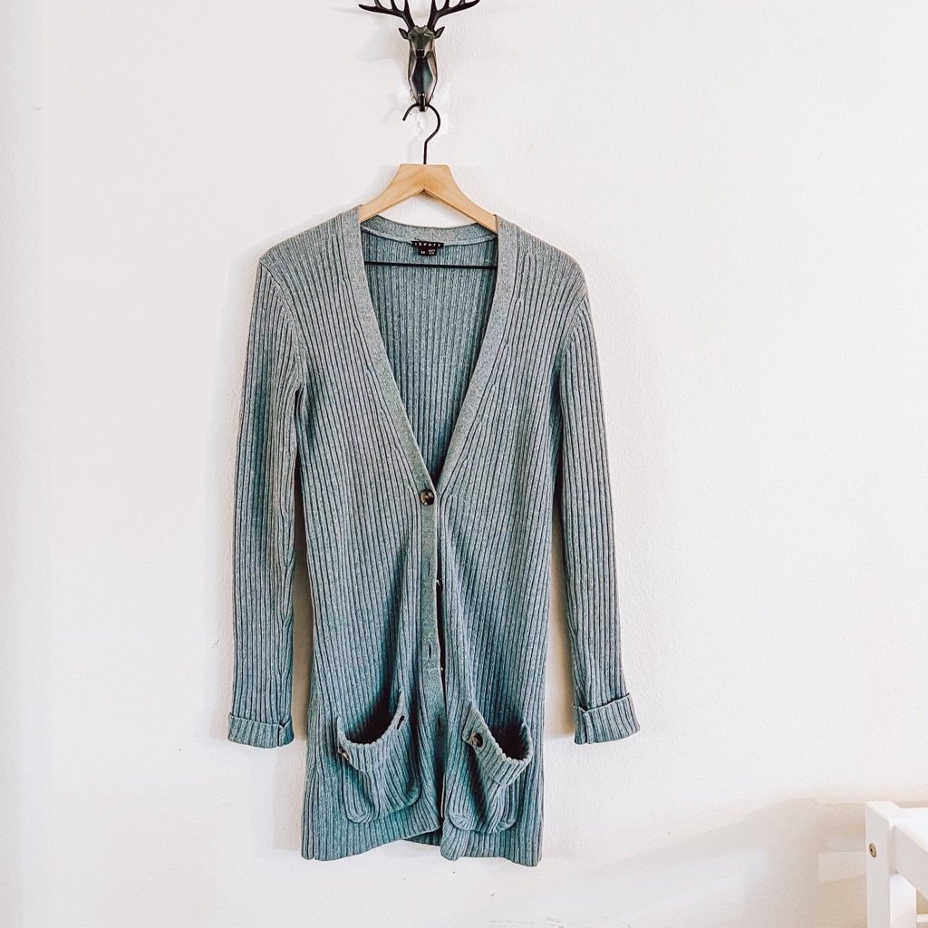 Theory Women's Slate Blue Cardigan Sweater Size Small