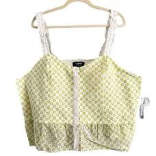 NWT ModCloth Darling For The Prairie Green Peplum Tank Top Size 2X Cottage Boho