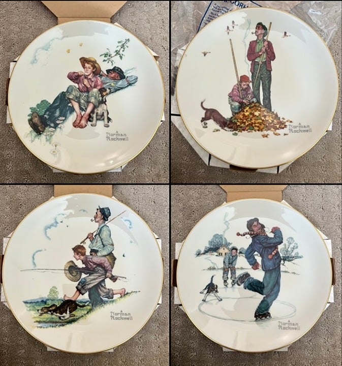 Vintage Norman Rockwell Limited Edition Collector Plates Four Seasons 1974