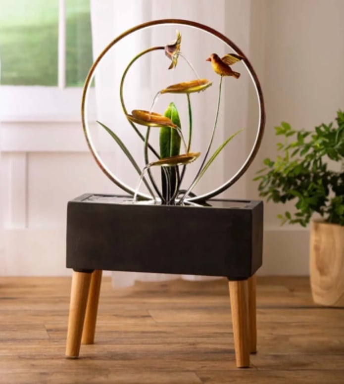 Metal Lily Flower Indoor Fountain