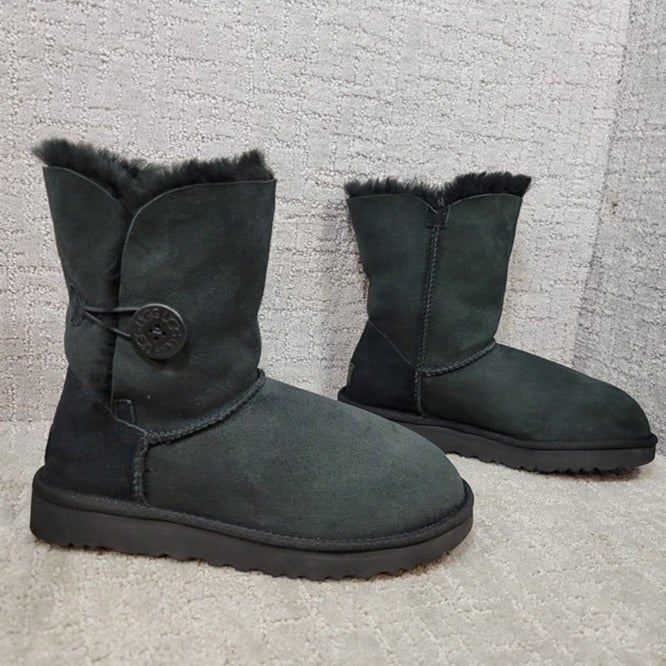 Ugg Bailey Button II Women's Size US 7 US Black Suede Sheepskin Boots 1016226