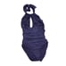 Lenny Niemeyer one piece swimsuit blue ruched halter wireless padded. Size Sp