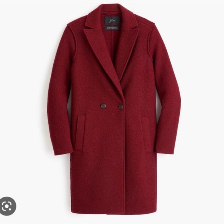 JCREW Daphne Boiled Wool Coat Crimson Red