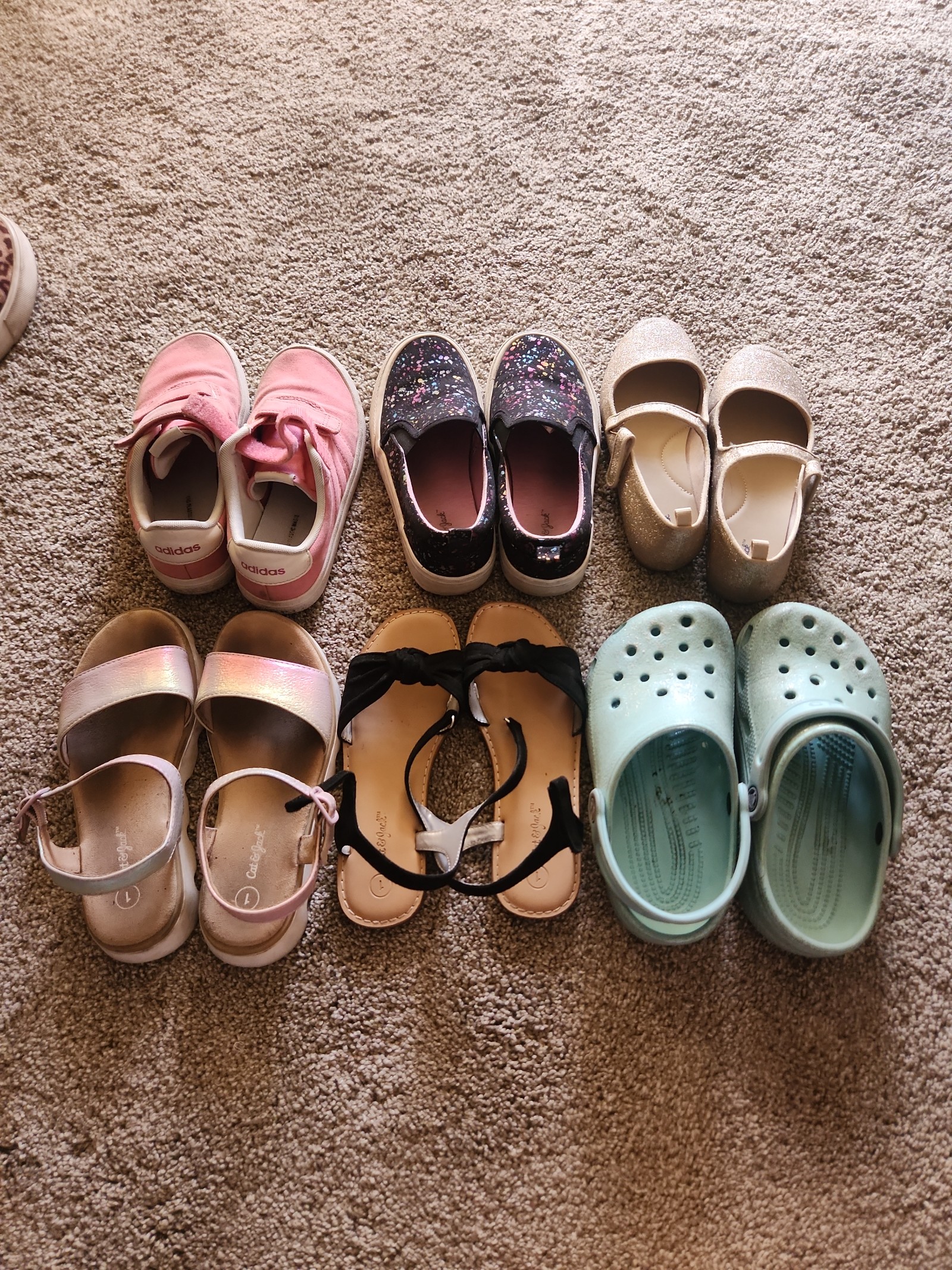 Size 1 girls shoe lot Adidas Cat and Jack