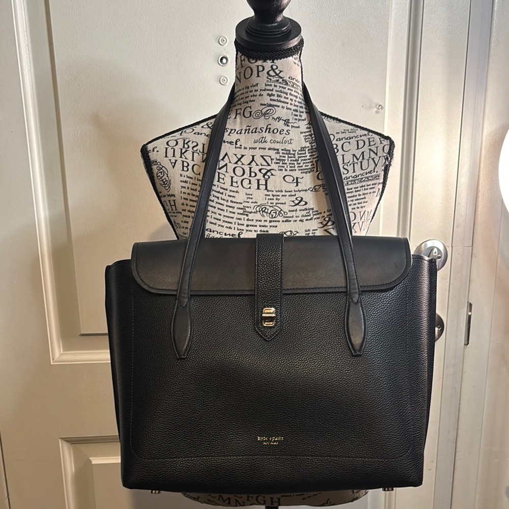 Kate Spade Black Gold Lock Tab Closure Essential Work Casual Tote