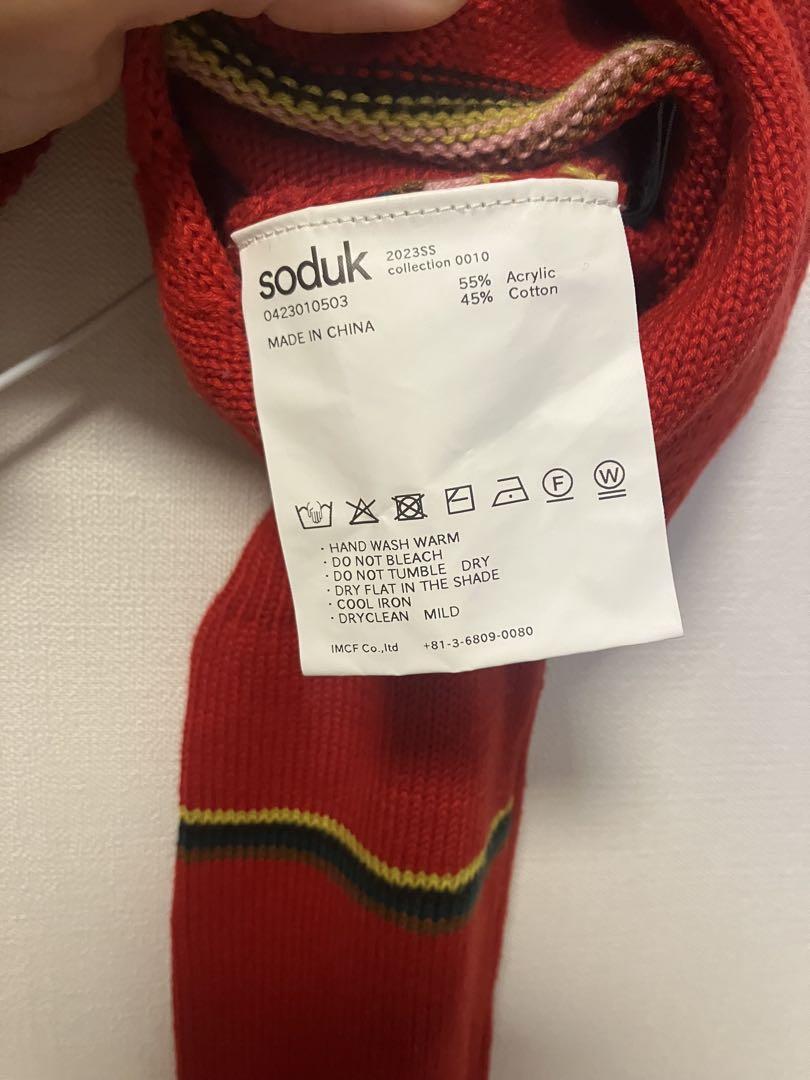 Excellent Condition】soduk zigzag scarf knit / red