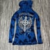 Affliction Women Large Live Fast Graphic Hoodie Blue Black Pullover Virtue Biker