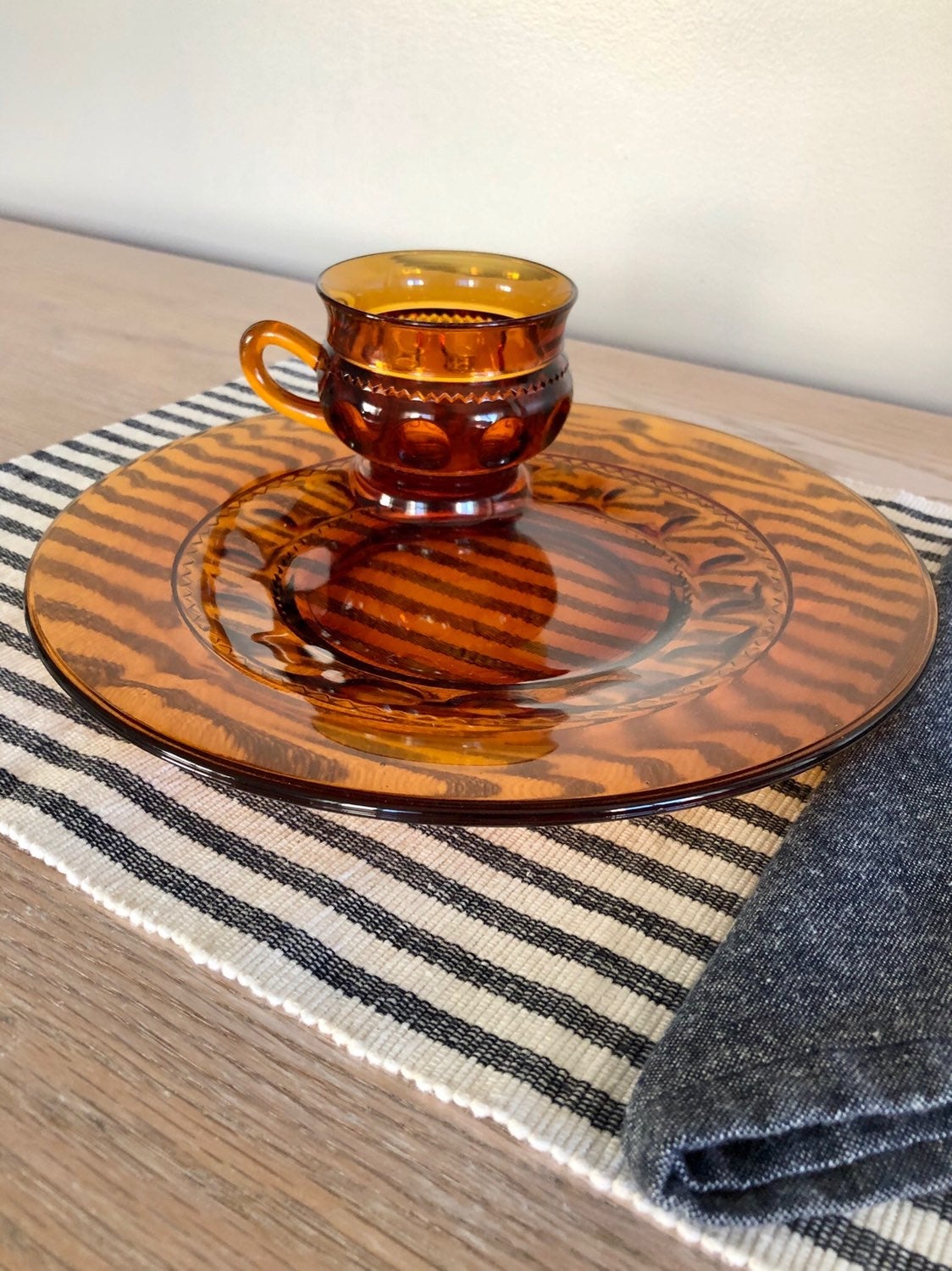 Depression Glass Plate Cup 10-Piece Set