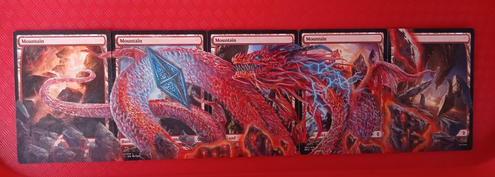 MtG BFZ Color Dragon Mountain Panorama Magic Altered Hand Painted Art