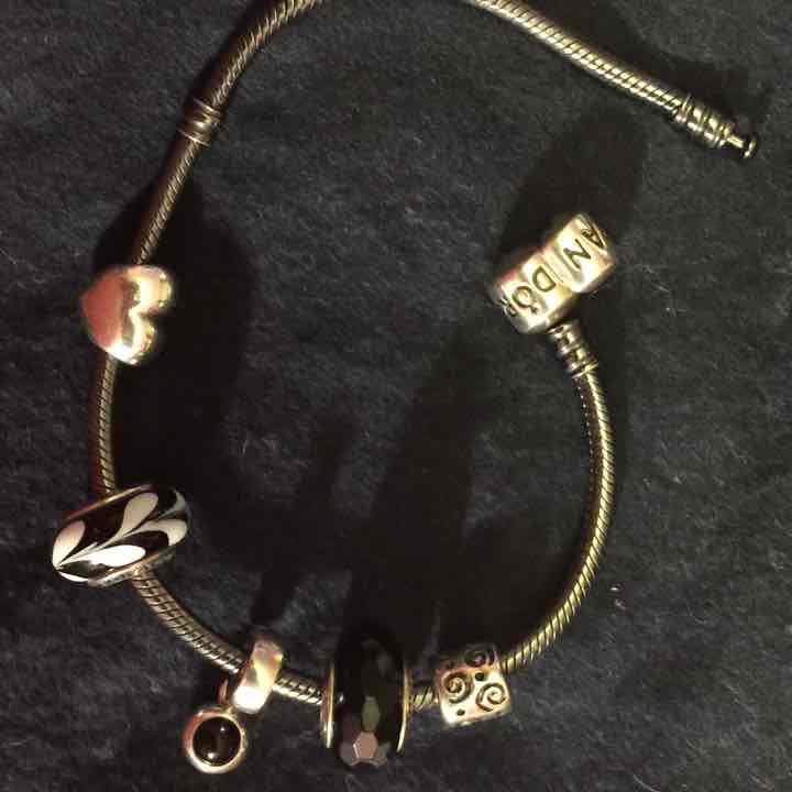 Pandora Oxidized Bracelet with 5 Charms