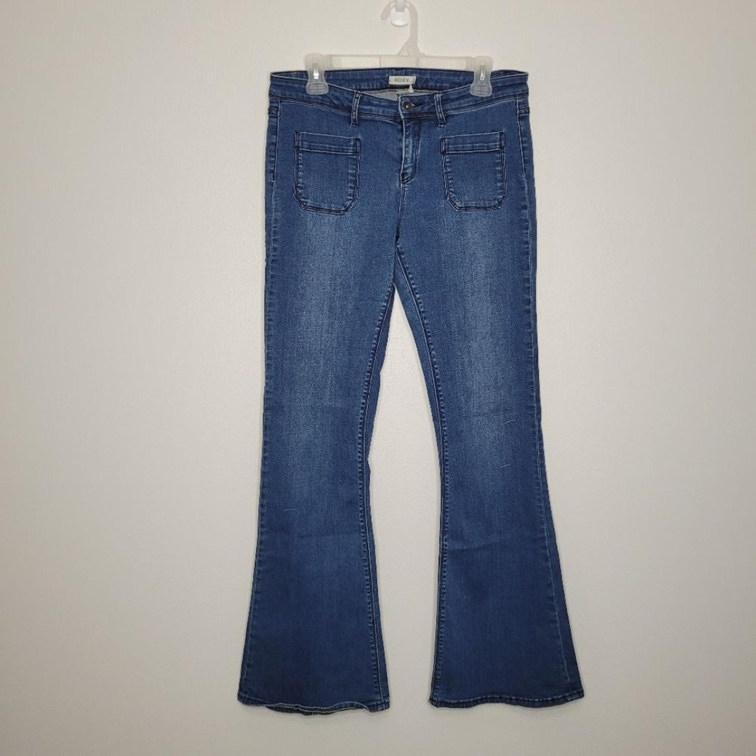 Roxy blue midrise flare y2k bell bottom stretch jeans size 31