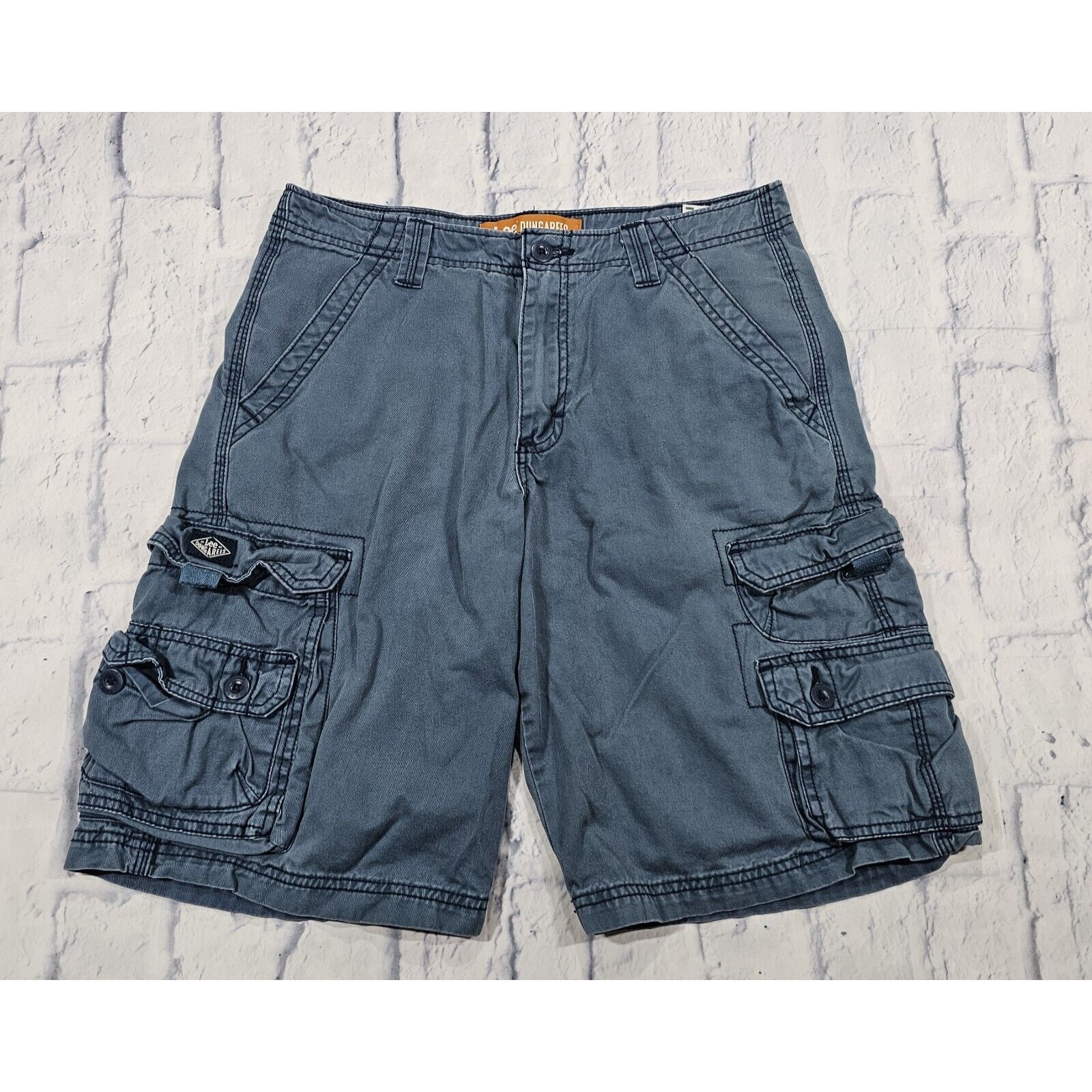 Lee Dungarees MENS SIZE 30 Cargo Blue Shorts VINTAGE Y2K 100% Cotton