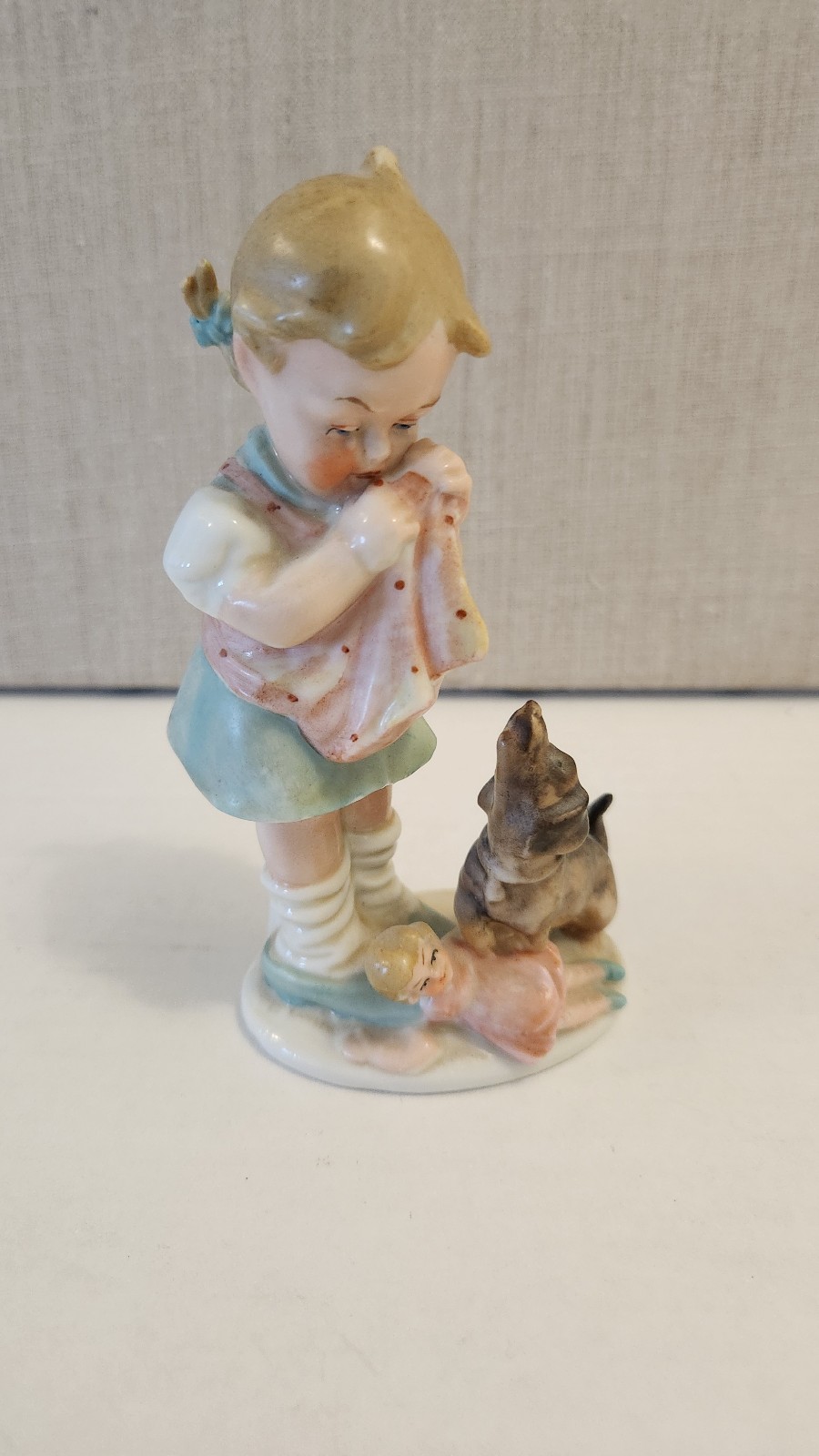 Vintage Bertram Figurine girl with blanket dolly dog