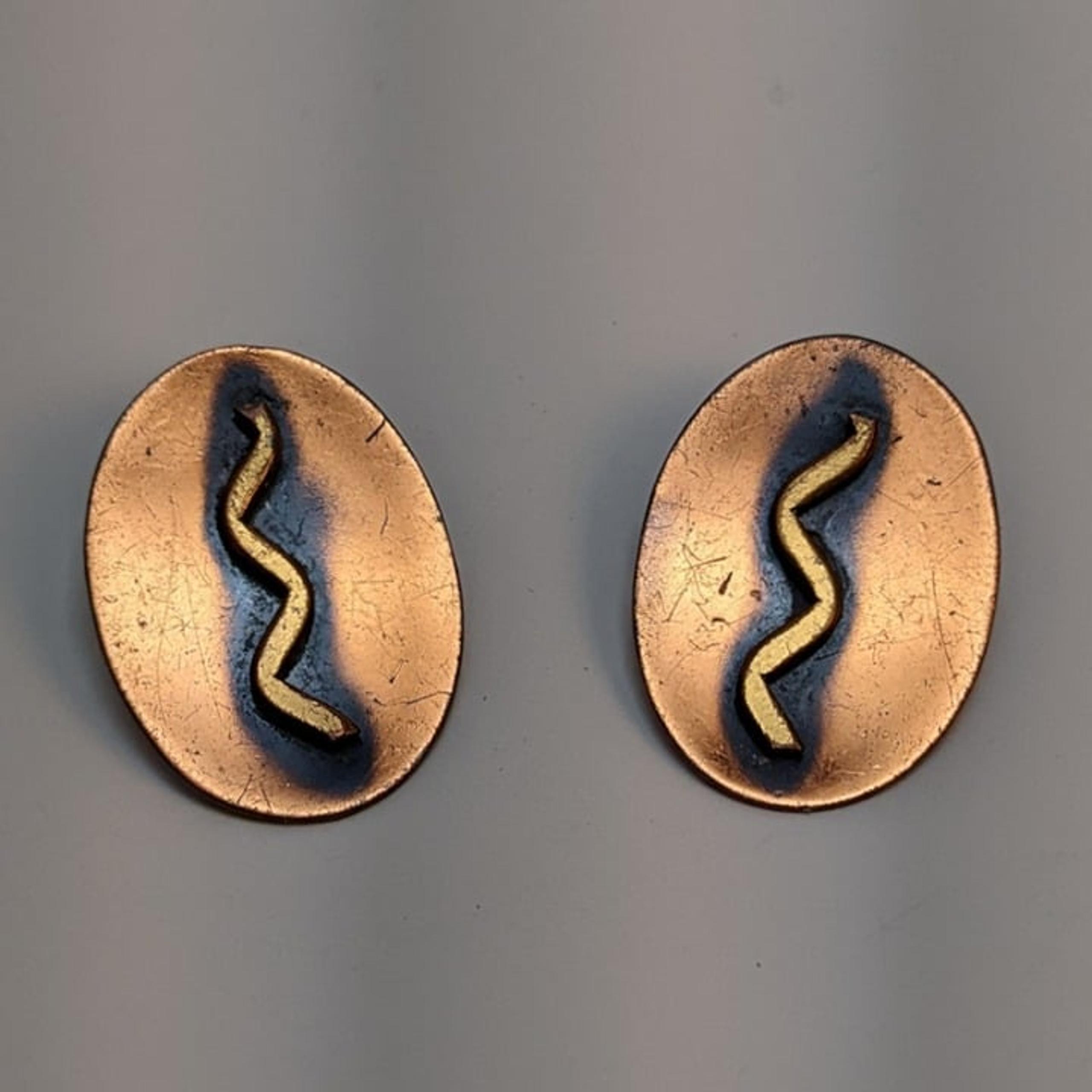 Vintage Midcentury Copper Clip Earrings Handmade 40s 50s Rustic Tribal Embossed