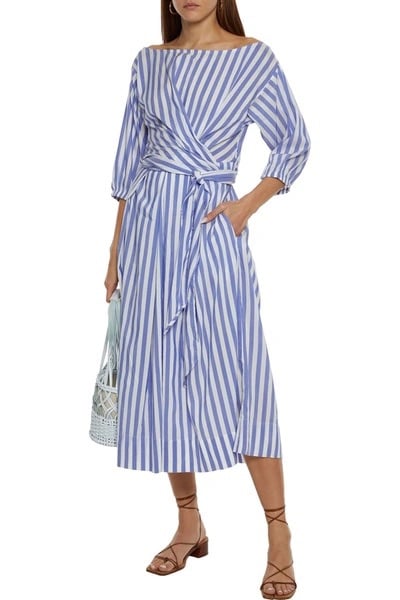 288 SOLID & STRIPED The Diane Tie-front Midi Dress. Size Small. LIKE NEW
