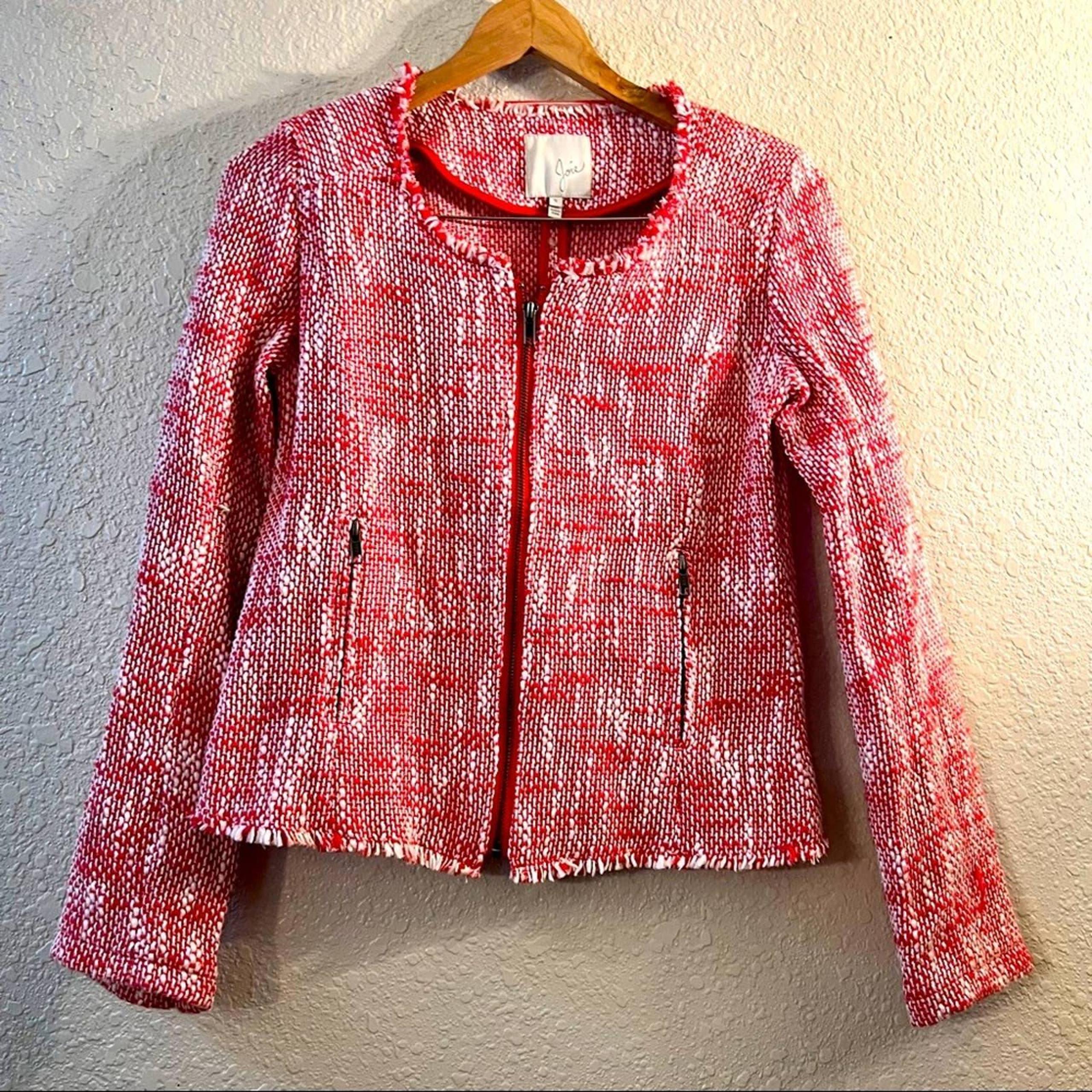 $368 Joie tweed pink fitted career blazer jacket S