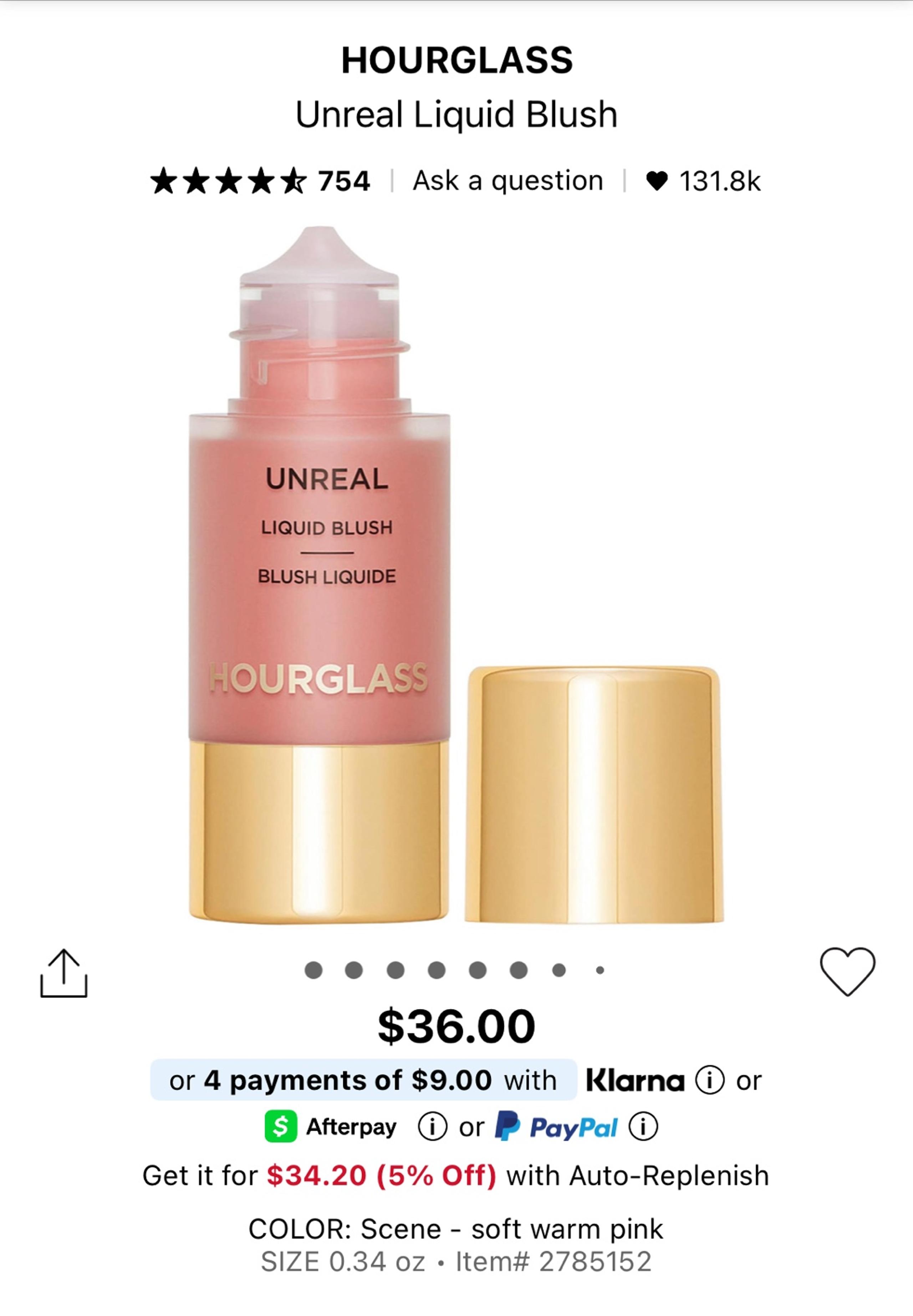 hourglass unreal liquid blush