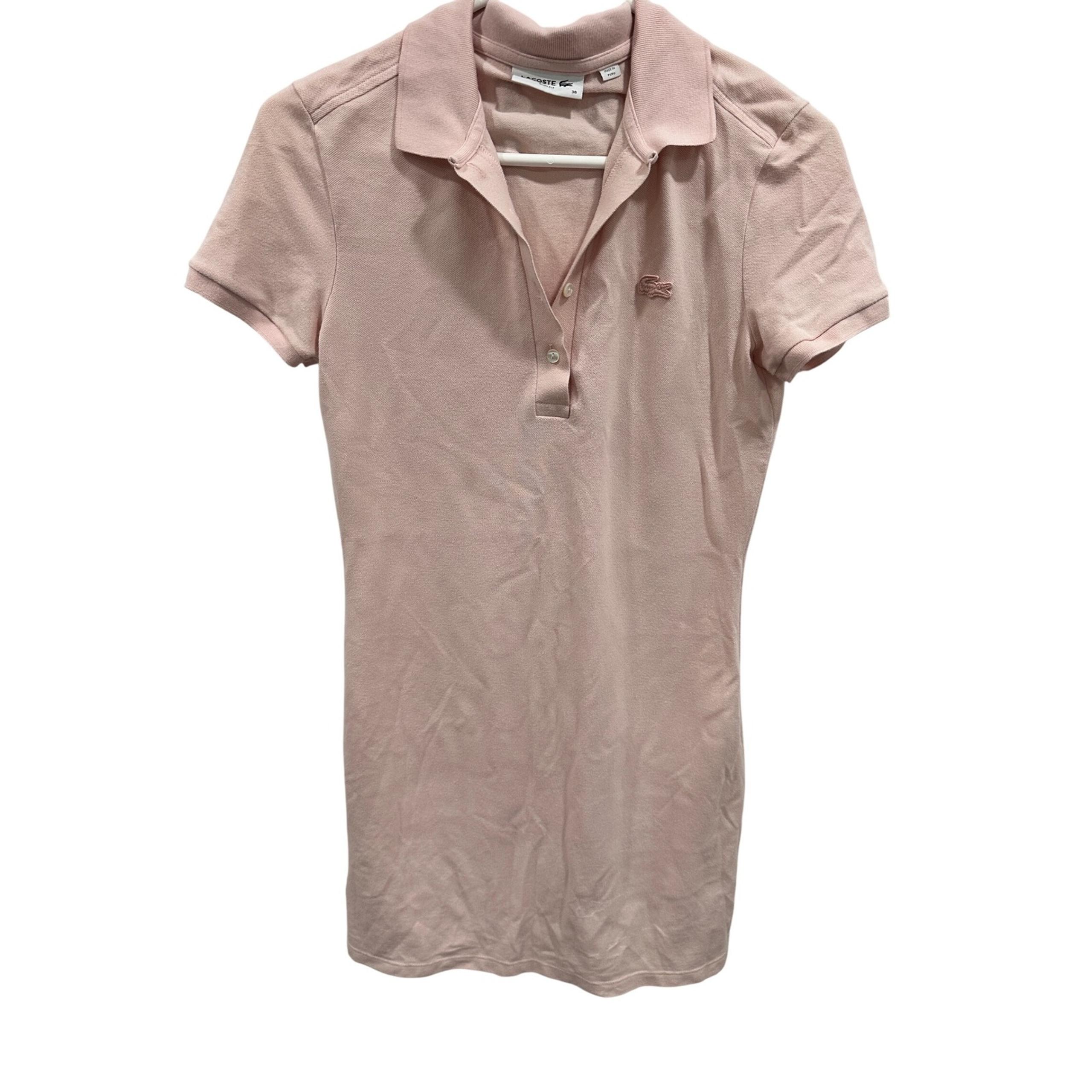 Lacoste Polo Dress Slim Fit Casual Pink Short Sleeve Size 36