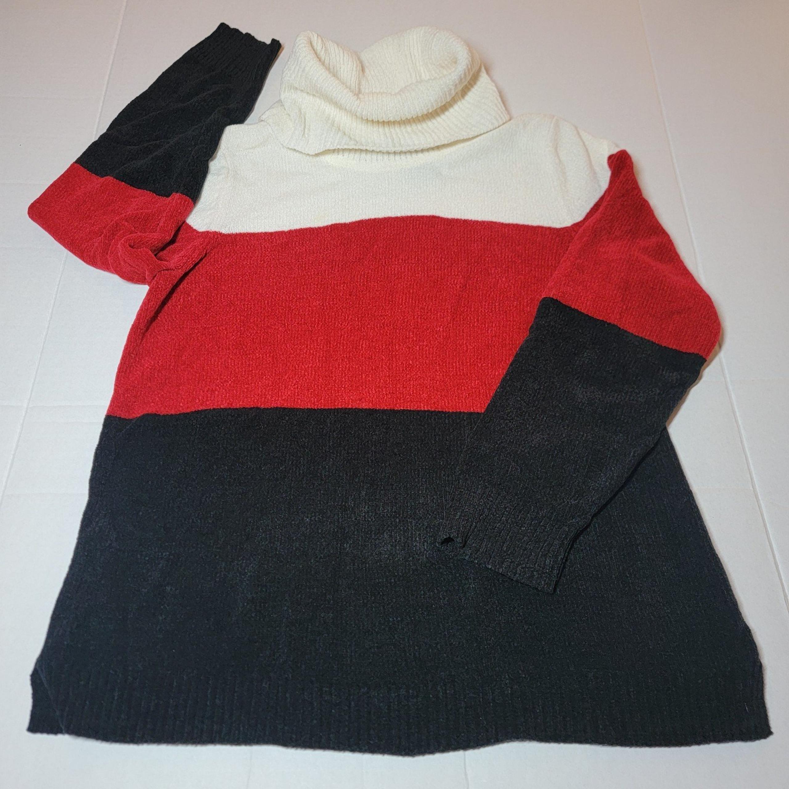 White Stag Womens Cowl Neck Color Block Sweater Size Medium