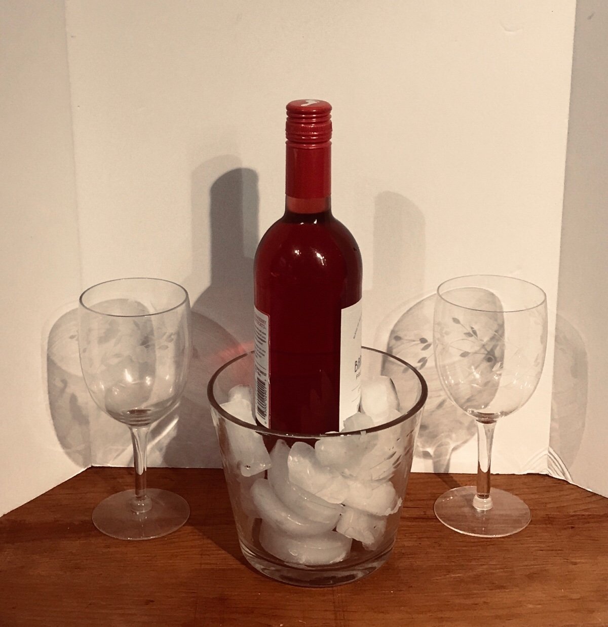 Crystal Princess House Ice/Chill bucket and 2 wine Glasses