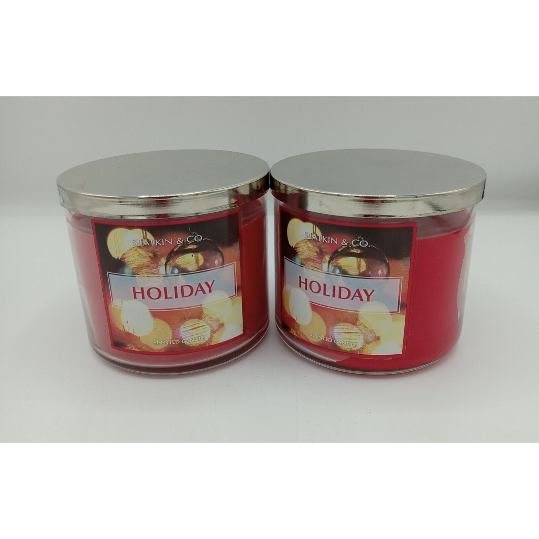Lot Of 2 HOLIDAY ~ 3-WICK CANDLES ~ Bath & Body Works Slatkin