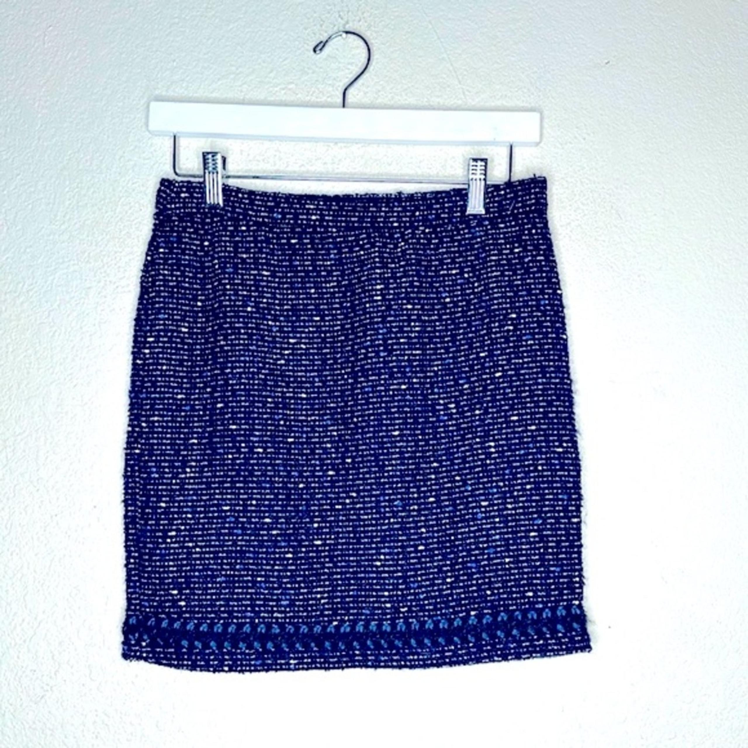 Love Moschino Wool Mohair Tweed Mini Skirt Blue SZ 2/28 Academia Preppy Designer
