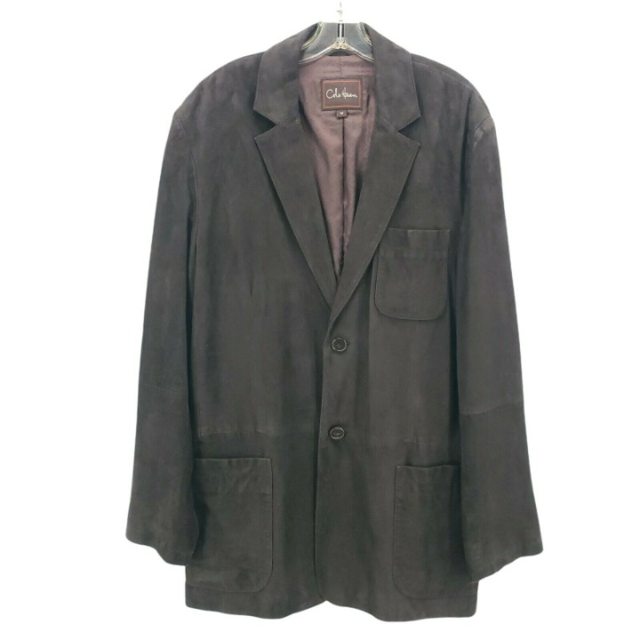 Cole Haan Brown Leather Soft Goatskin Button Up Overcoat Jacket MEDIUM