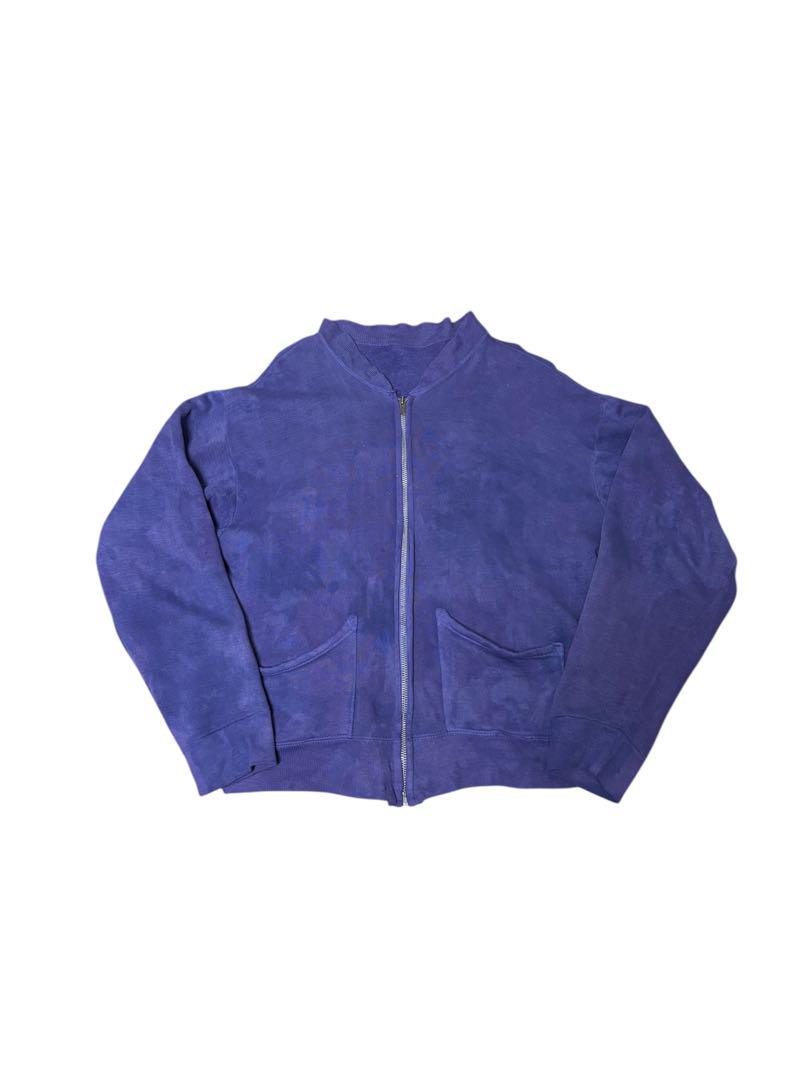 50s Navy Zip-Up Sweatshirt with Separated Pockets