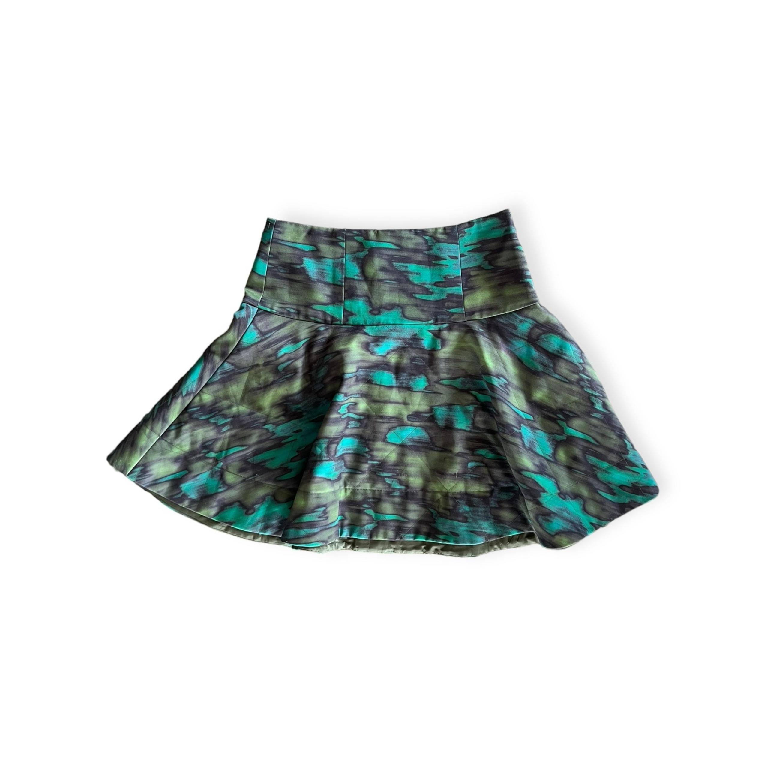 Nanette Lepore skirt green blue mini sz 4 small