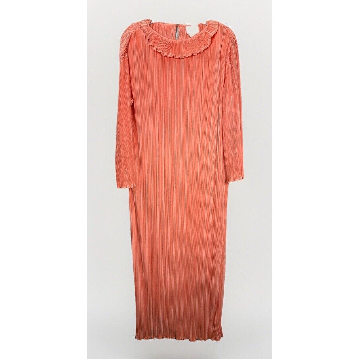 1960s pink Keyloun LS Crinkled Fabric Long Nightgown Union Made Sz M NWT