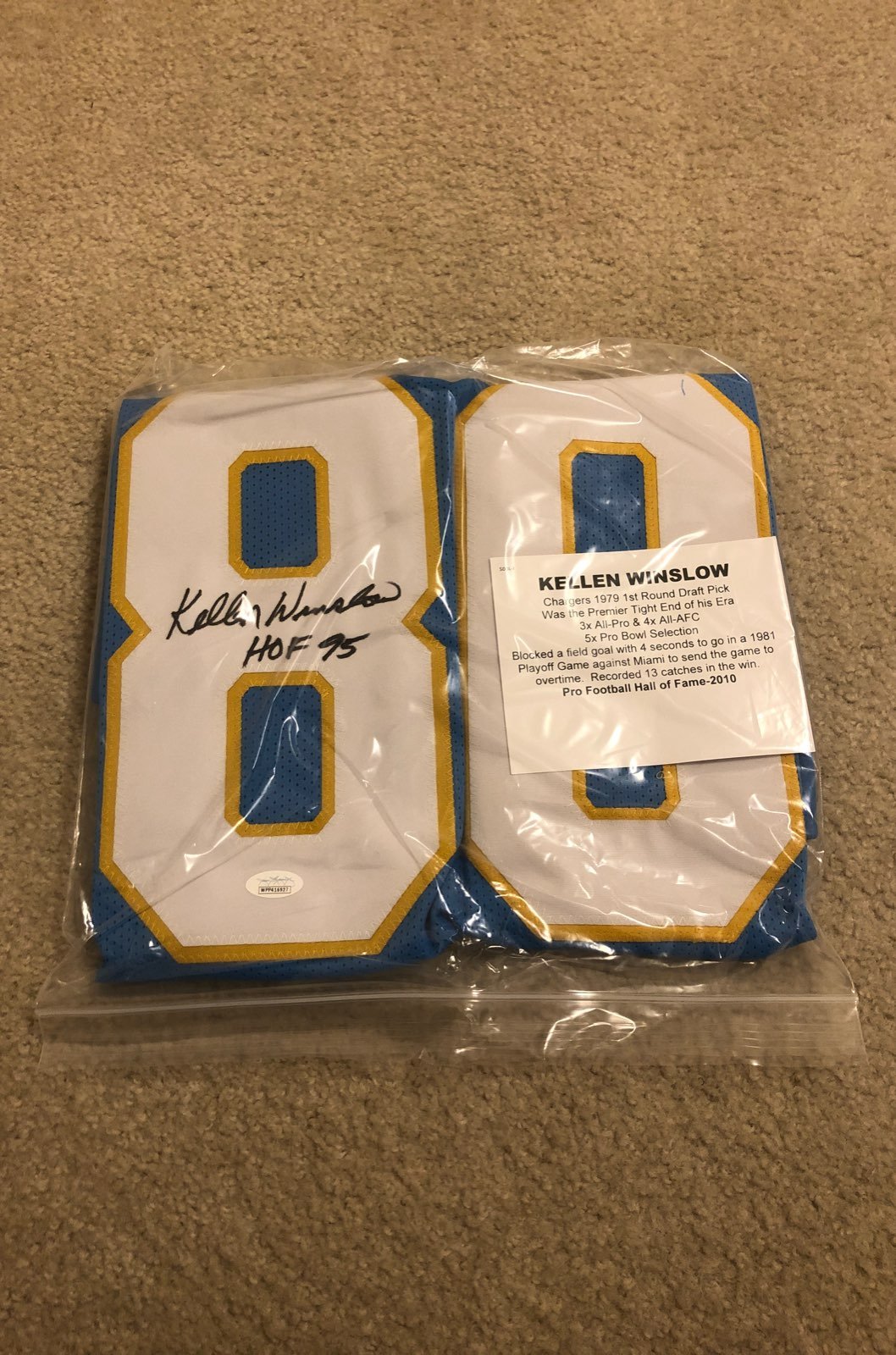 Signed jersey by Kellen Winslow