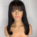 New 18inch Black Remy Human Hair Wig with Chinese Bangs