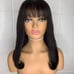New 18inch Black Remy Human Hair Wig with Chinese Bangs