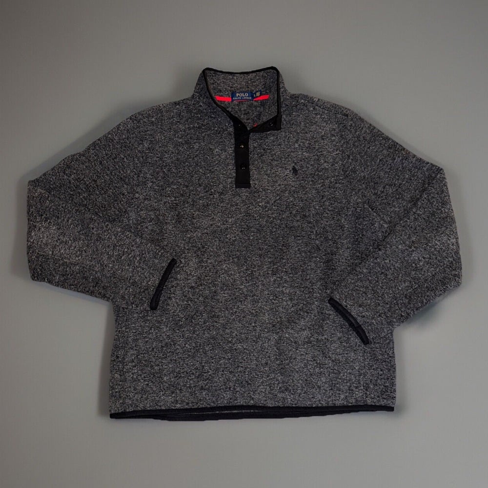 Polo Ralph Lauren Dark Grey 1/4 Snap Fleece Jacket Black Pony XL