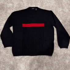 Men’s XL Black and Red Bachrach V-neck Sweater. Perfect condition. Knitted wool