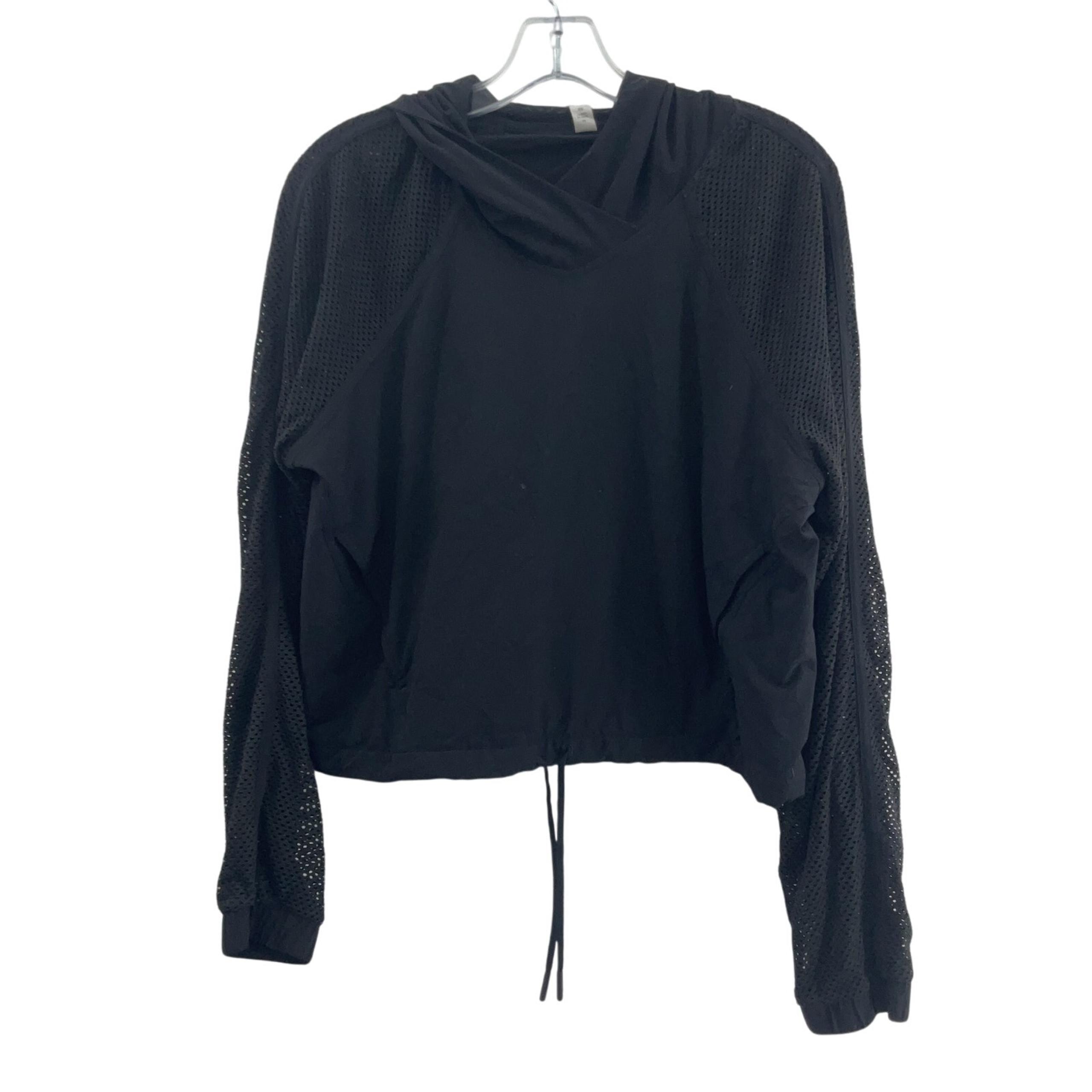 Lululemon Women's Pullover Mesh Accent Hoodie Sweatshirt Black Polyester Size 8