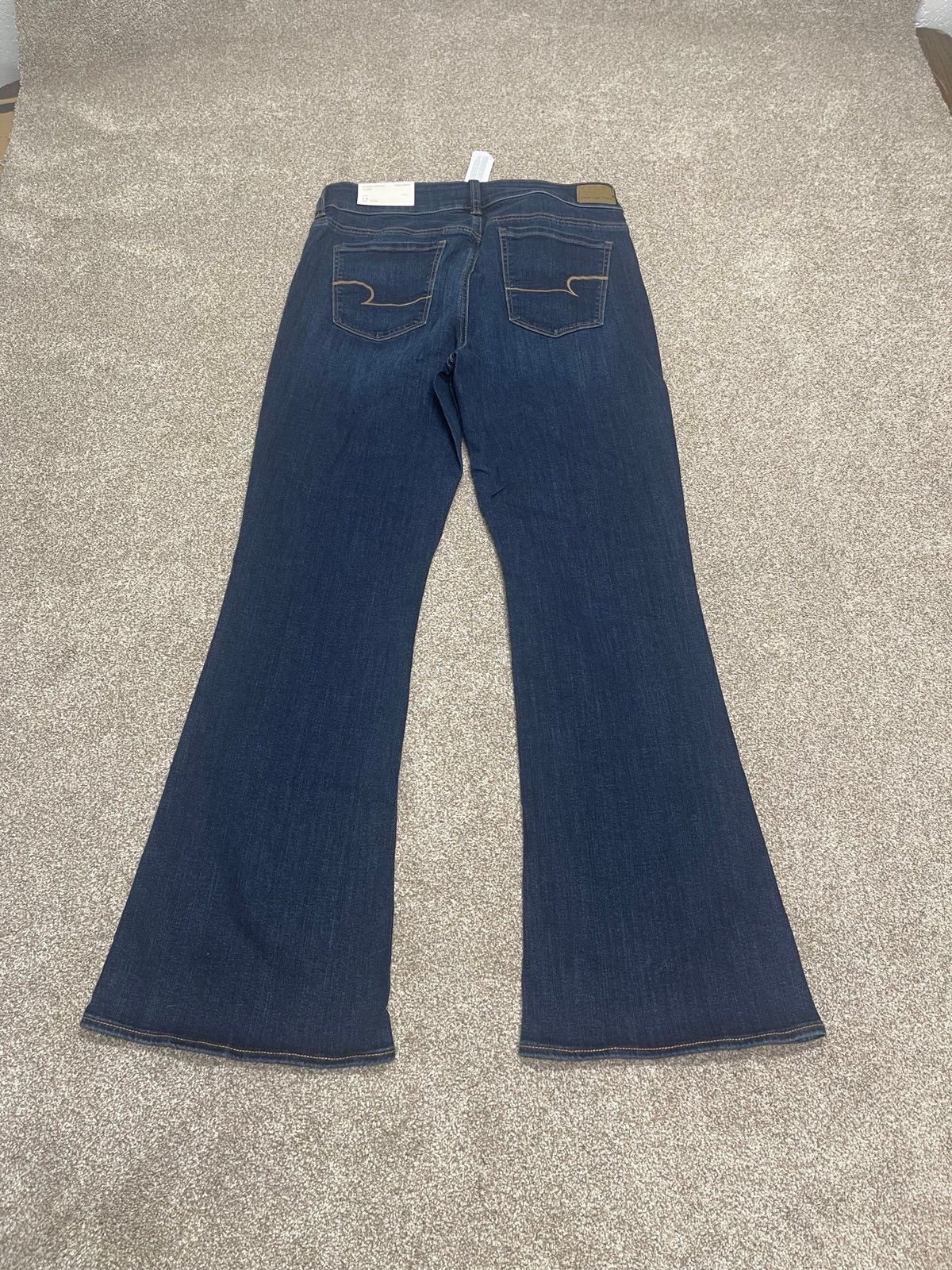 American Eagle women’s high rise artist flare jeans sz 14R dark wash stretch nwt