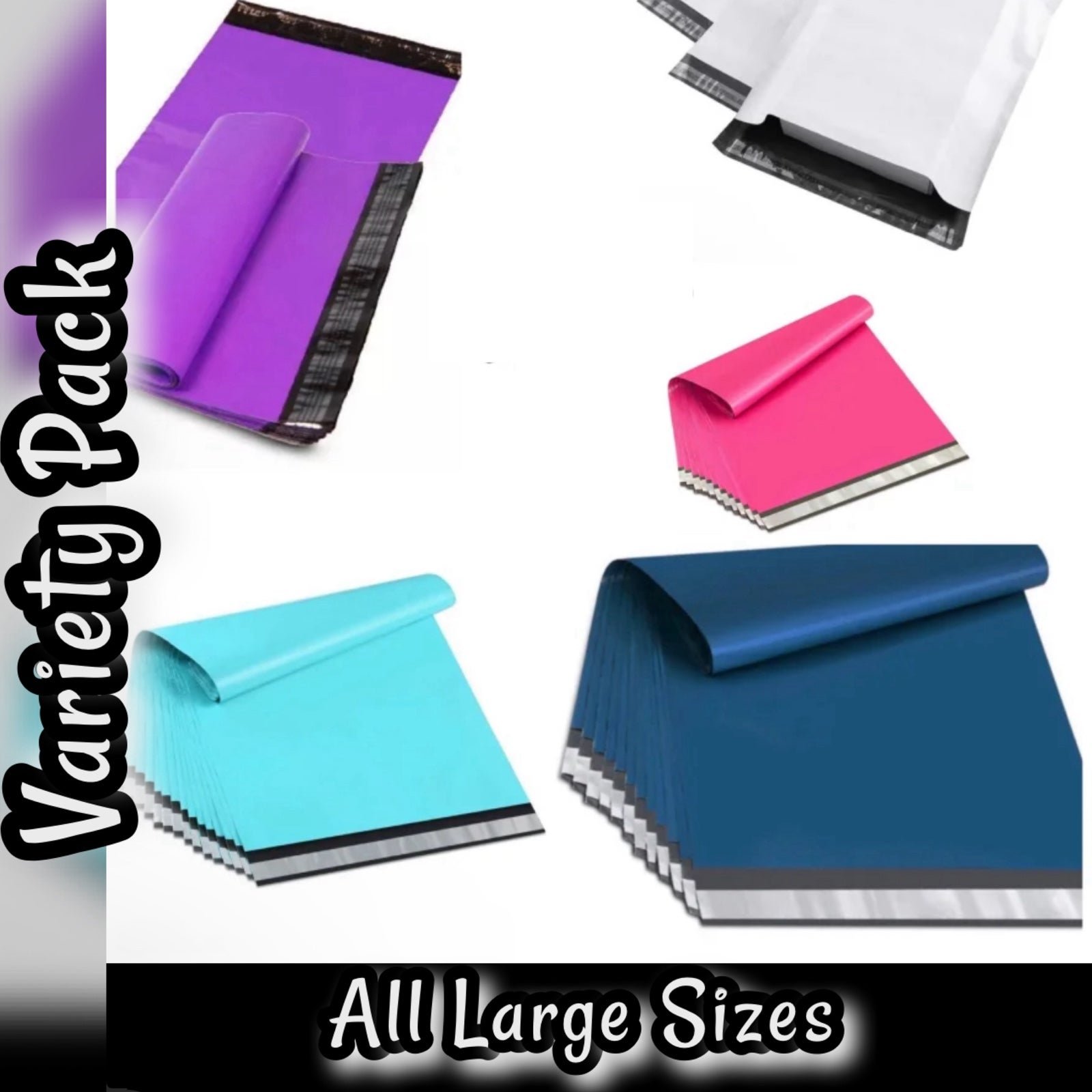100 pk 24x24 19x24 12x15 14x17 Poly Mailers Jumbo Big Size Shipping Bag Variety