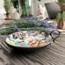 RARE Porcelain & Brass Nicotina Tobacco Leaf 6” Asian Red Phoenix Bowl W Handle
