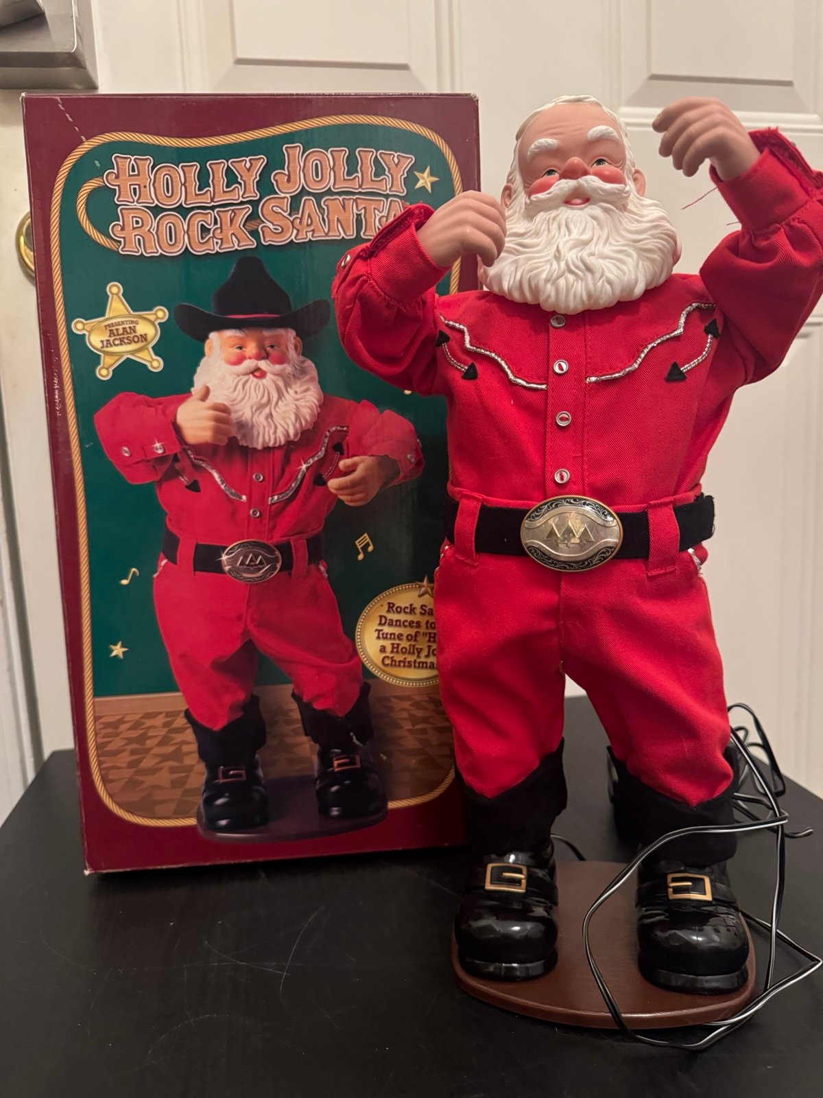 1999 Holly Jolly Rock Santa Alan Jackson Animated Dancing Musical 16”