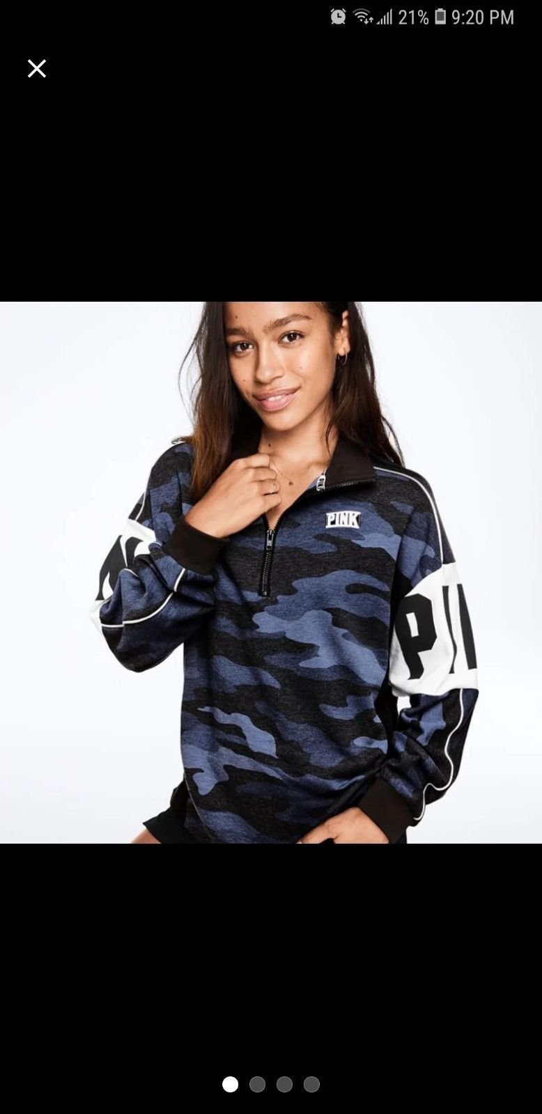 M Victorias Secret Pink Half ZIP CAMO