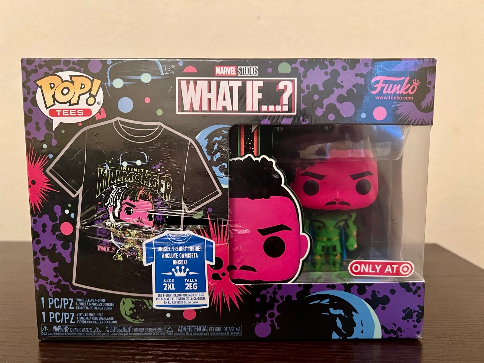 Infinity Killmonger Blacklight Funko POP & T-shirt Combo 2XL