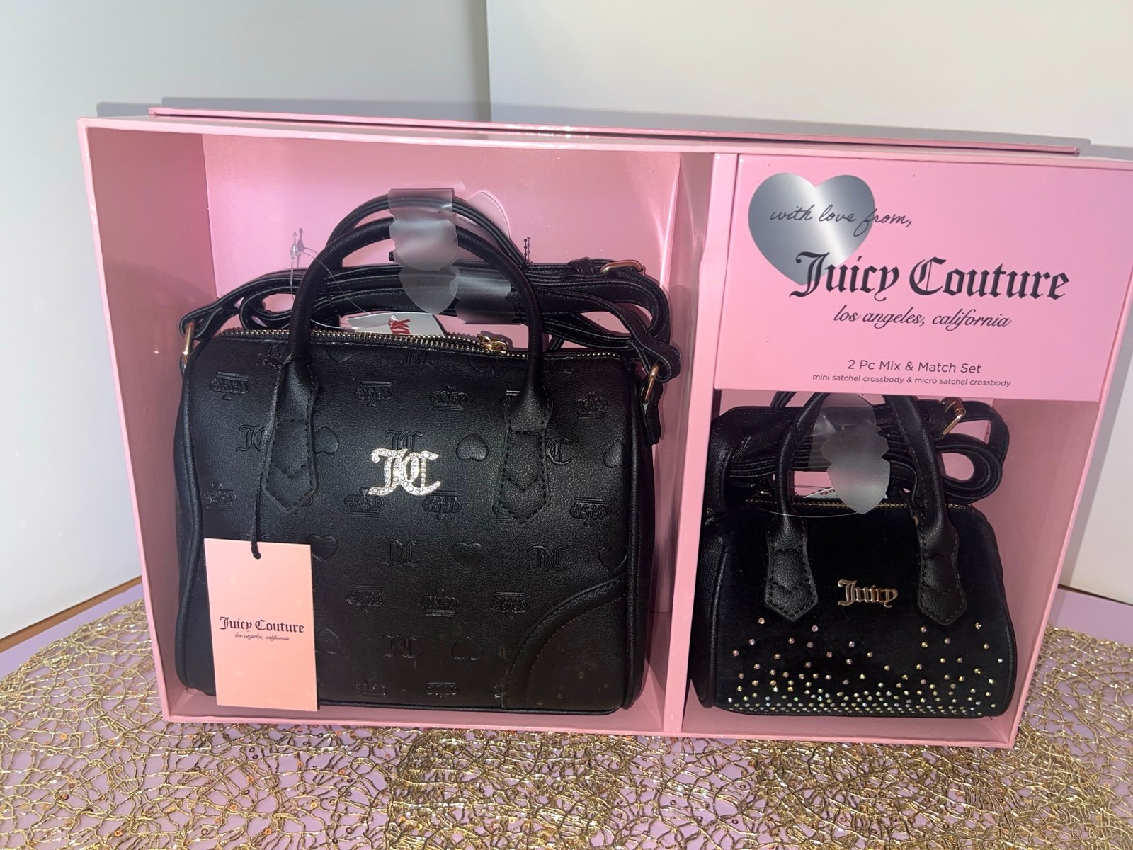 Juicy Couture Mommy & Me Black Liquorice Satchel Set