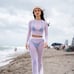 White See Through Cover up Two Piece Set Top And Pants Swimwear
