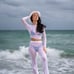 White See Through Cover up Two Piece Set Top And Pants Swimwear