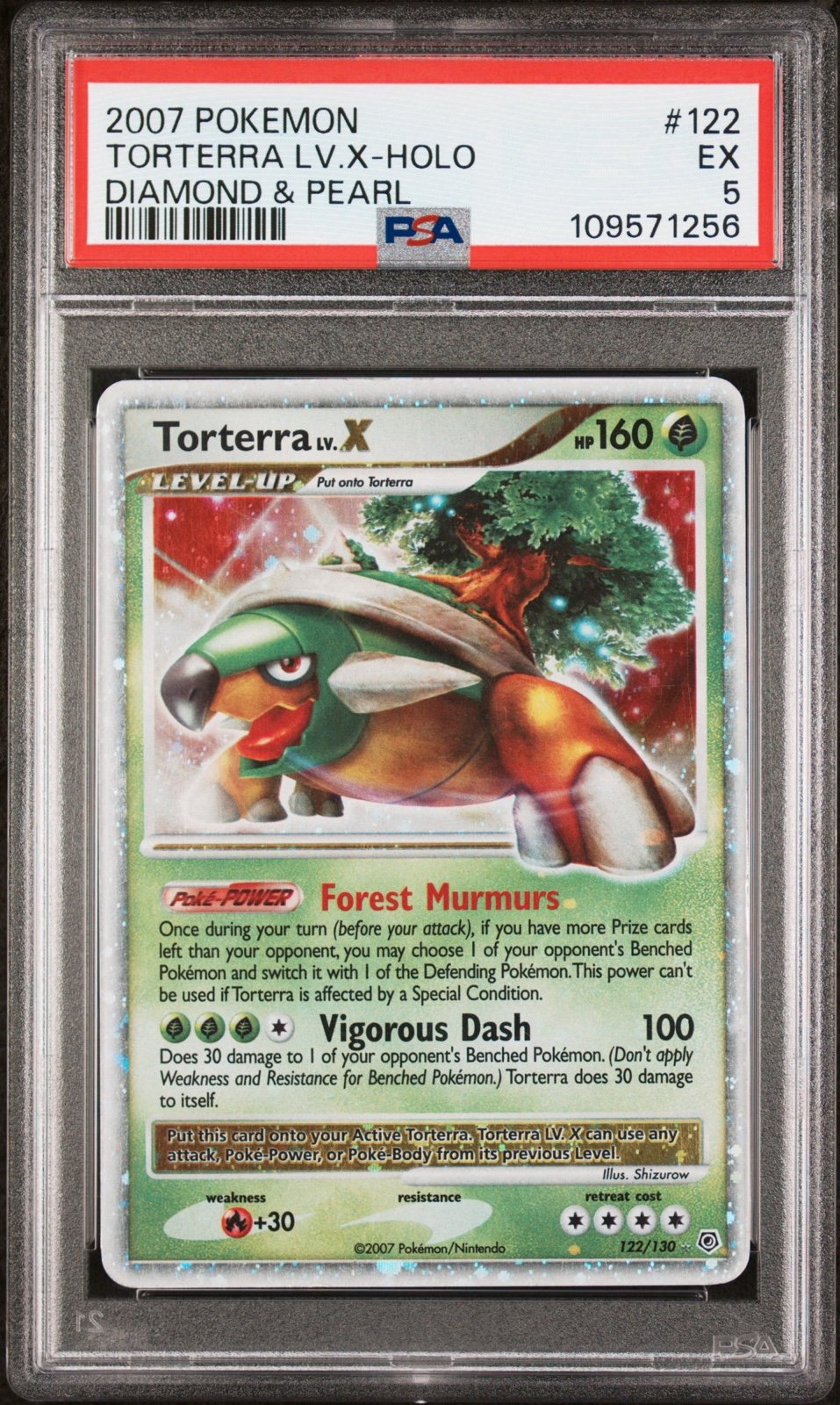 2007 POKEMON DIAMOND & PEARL #122 TORTERRA LV.X-HOLO DIAMOND & PEARL PSA 5