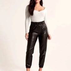 Abercrombie Women’s Leather Joggers w/ pockets, Black, Large