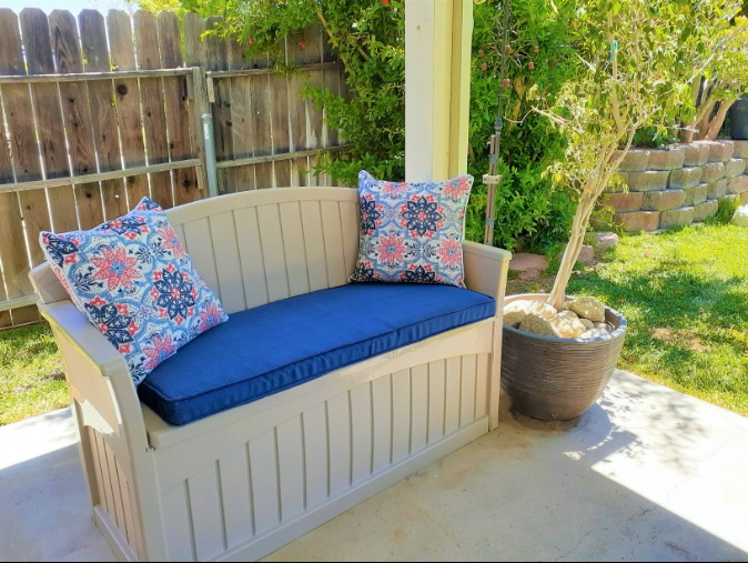 50 Gallon Patio Bench with Storage - Decorative Resin Outdoor Patio Bench