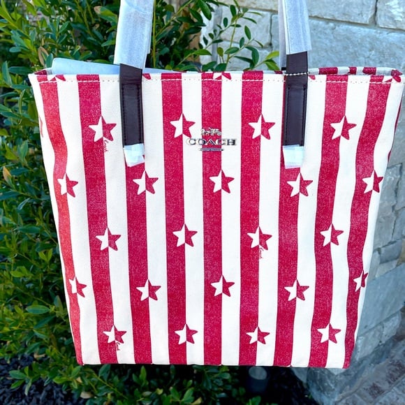 COACH TOTE WITH STRIPE STAR PRINT