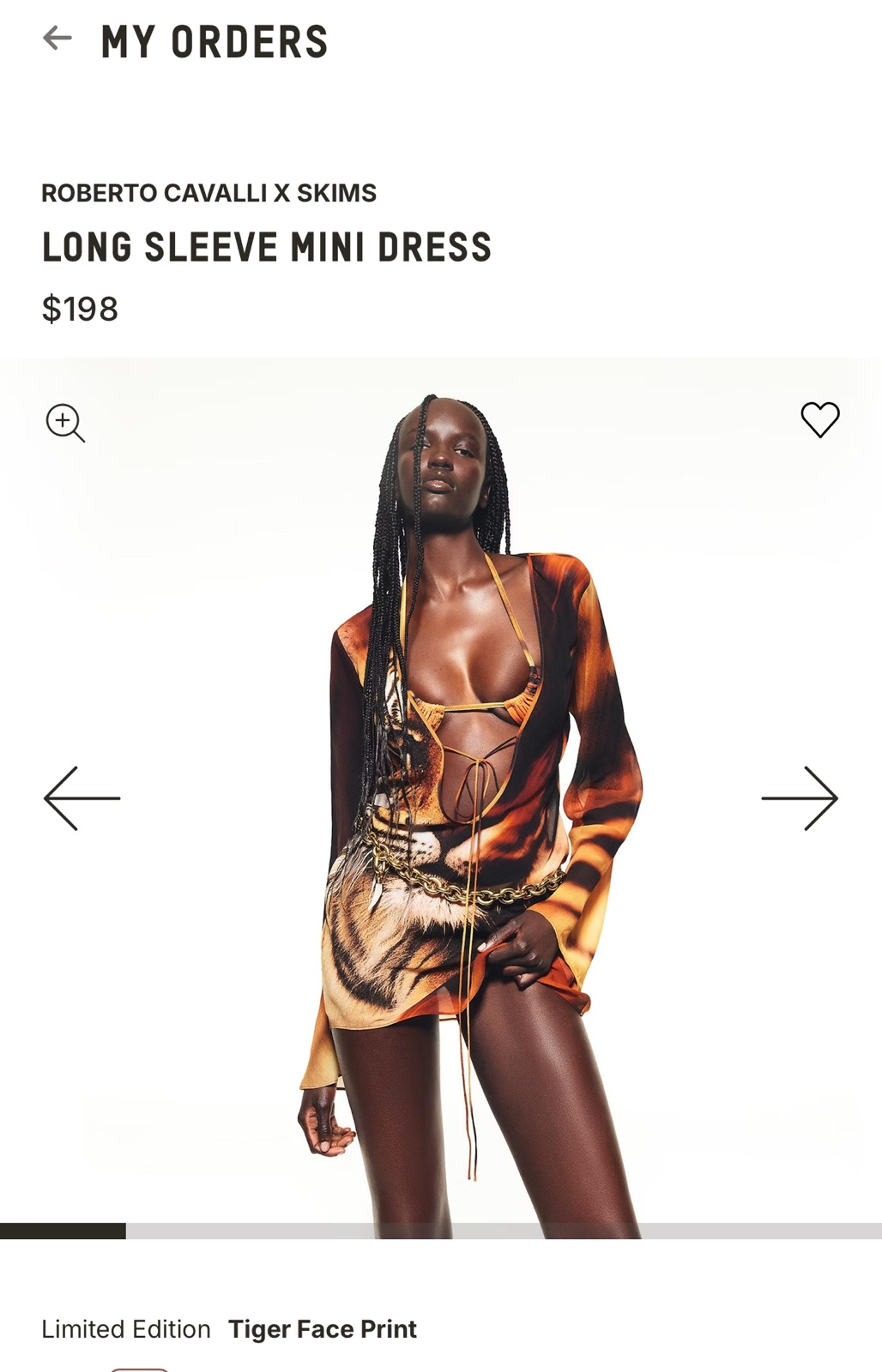 Skims Cavalli Tiger Dress Sz S